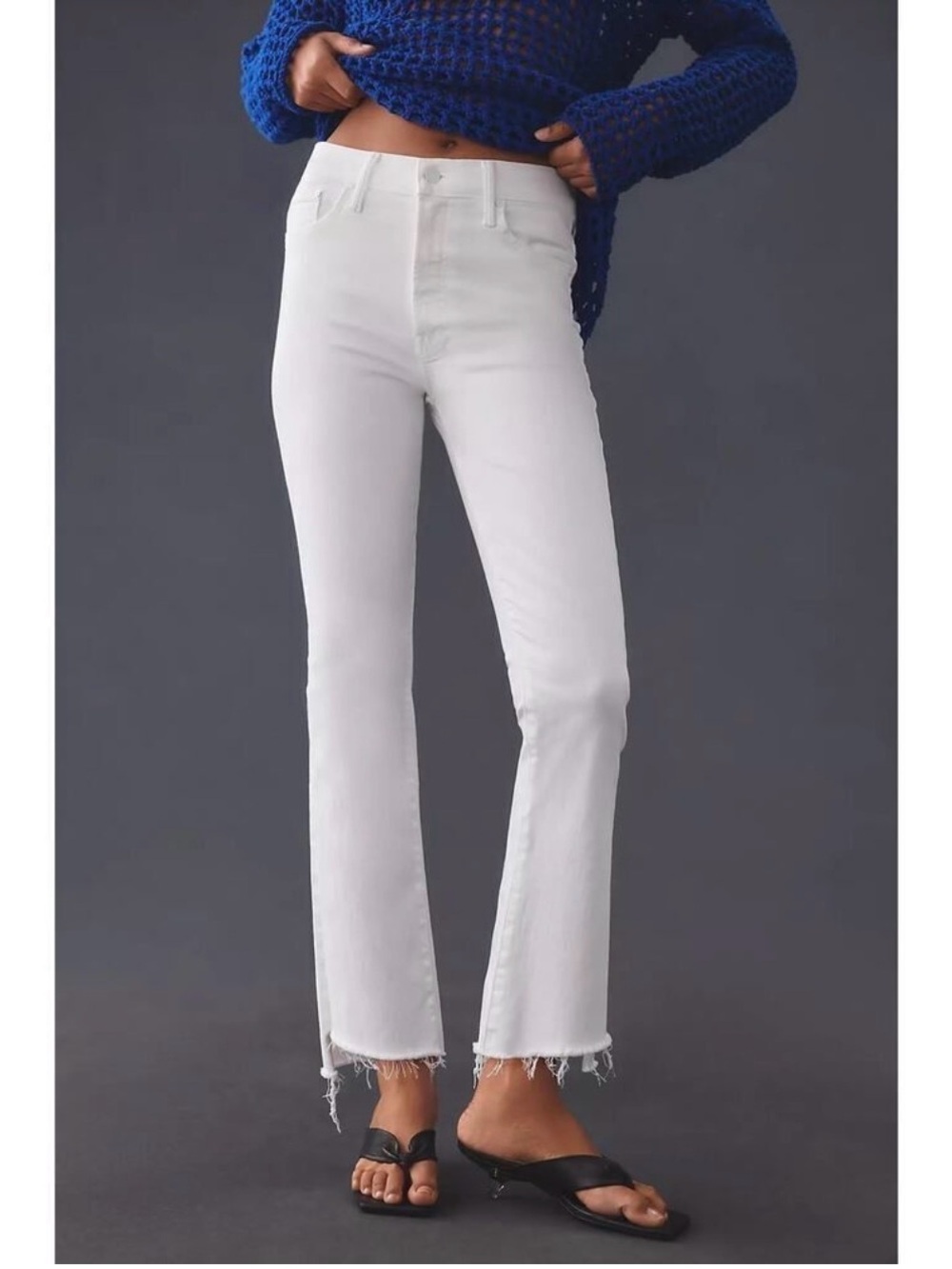 MOTHER The Insider Crop Step Fray Jean Fairest Of Them All White 24 Luxury Soft